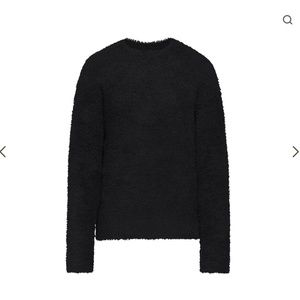 SKIMS small medium COZY KNIT UNISEX PULLOVER ONYX BLACK soft crewneck sweater
